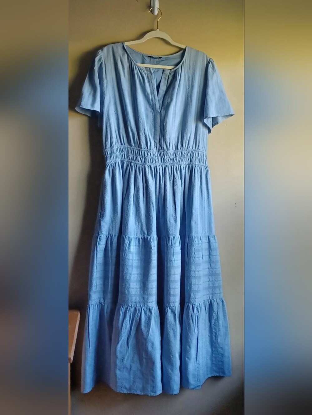 BTFBM casual Midi/maxi Tiered Design Dress In Blue XXL